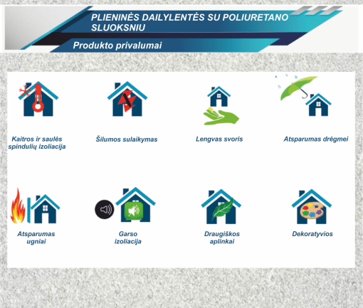 Plieninė dailylentė 4800x384x16 PILKA su poliuretanu 1,843m2/vnt - Image 4