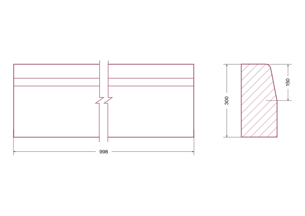 Gatvės bordiūras VIA 1000x150x300mm - Image 2
